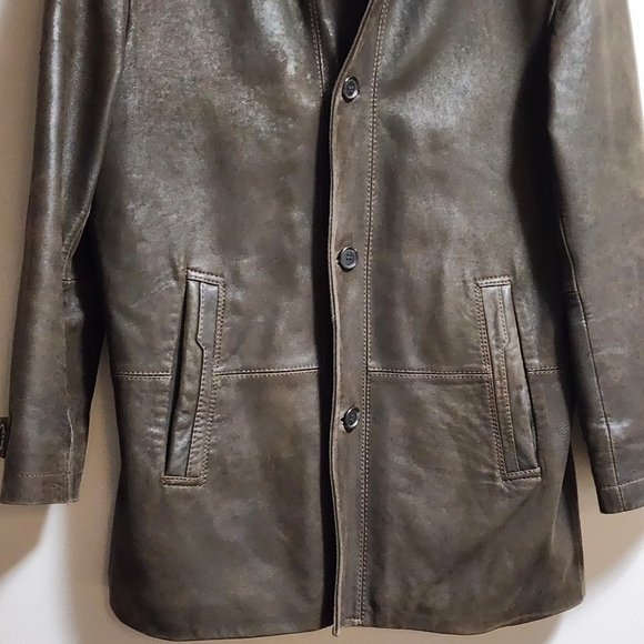Vintage Danier long soft leather overcoat jacket color Chocolate brown - Picture 5 of 7